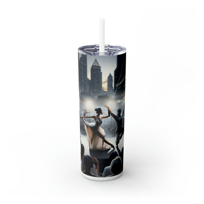 « Éléments saisonniers : une œuvre d'art de performance dynamique » - The Alien Maars® Skinny Tumbler with Straw 20oz Performance Art