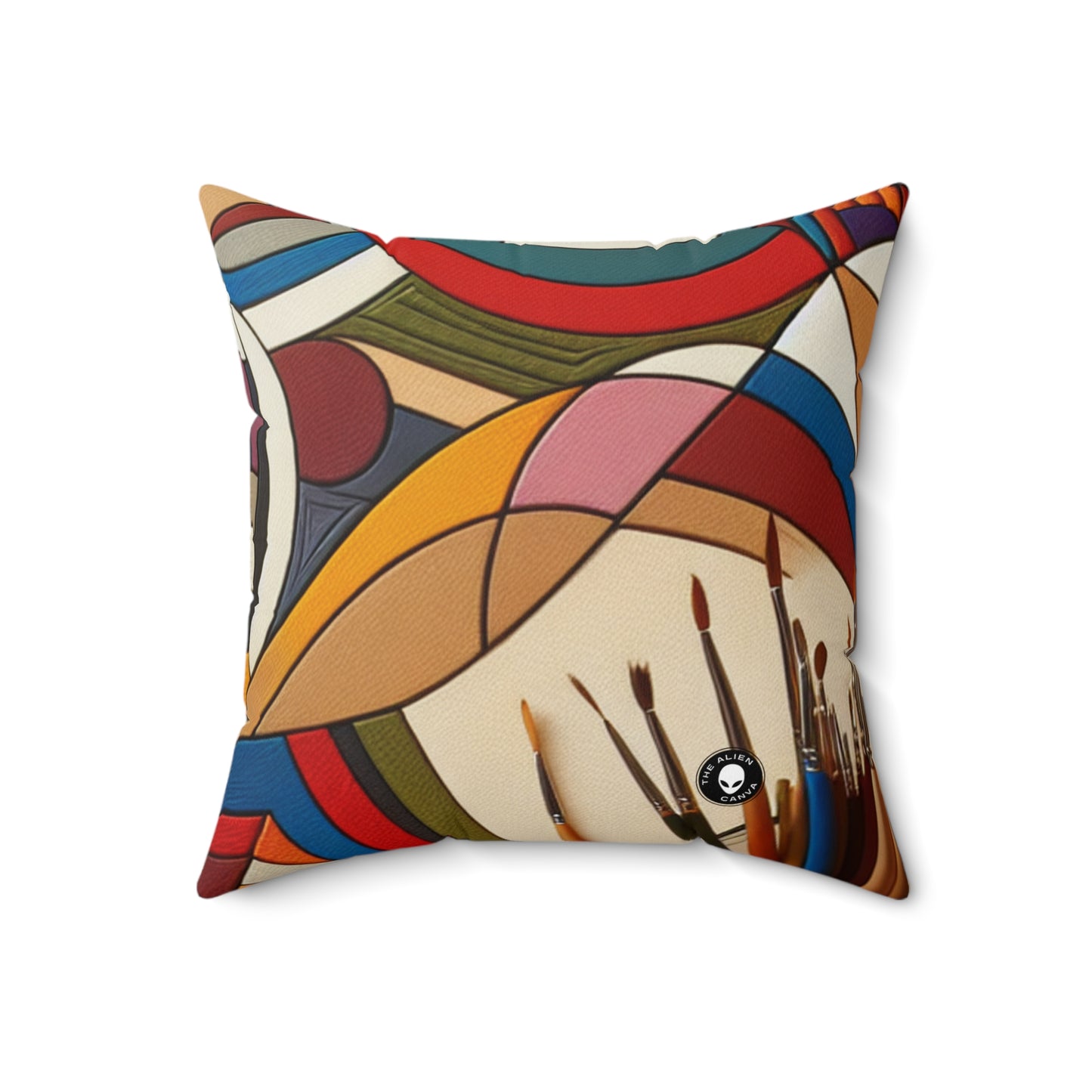 "Nightlife Chaos: A Dynamic Abstract Tribute to the City's Vibrant Energy"- The Alien Spun Polyester Square Pillow Abstract Art