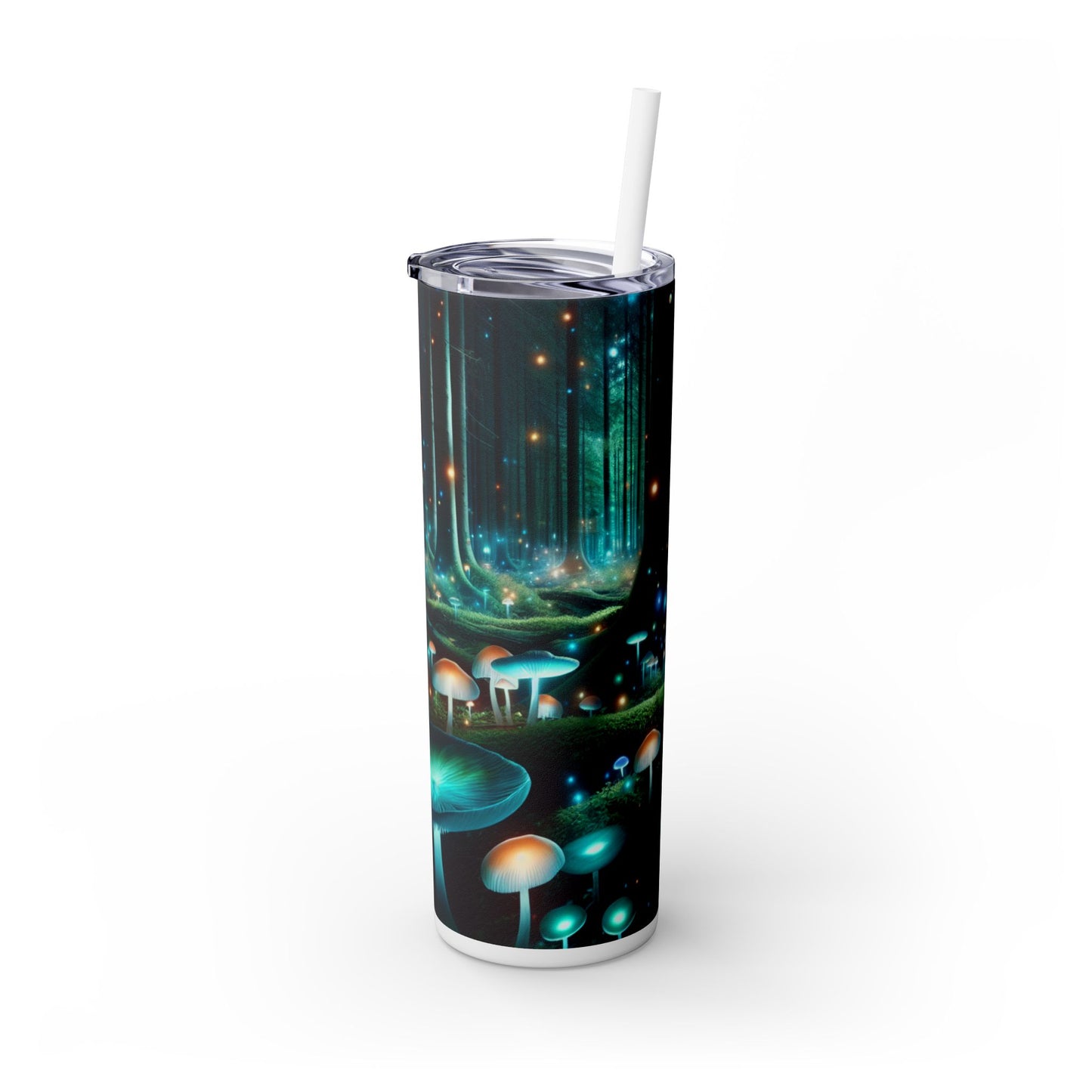 « Nuit enchantée dans la forêt de champignons » - Le verre fin Alien Maars® avec paille 20 oz