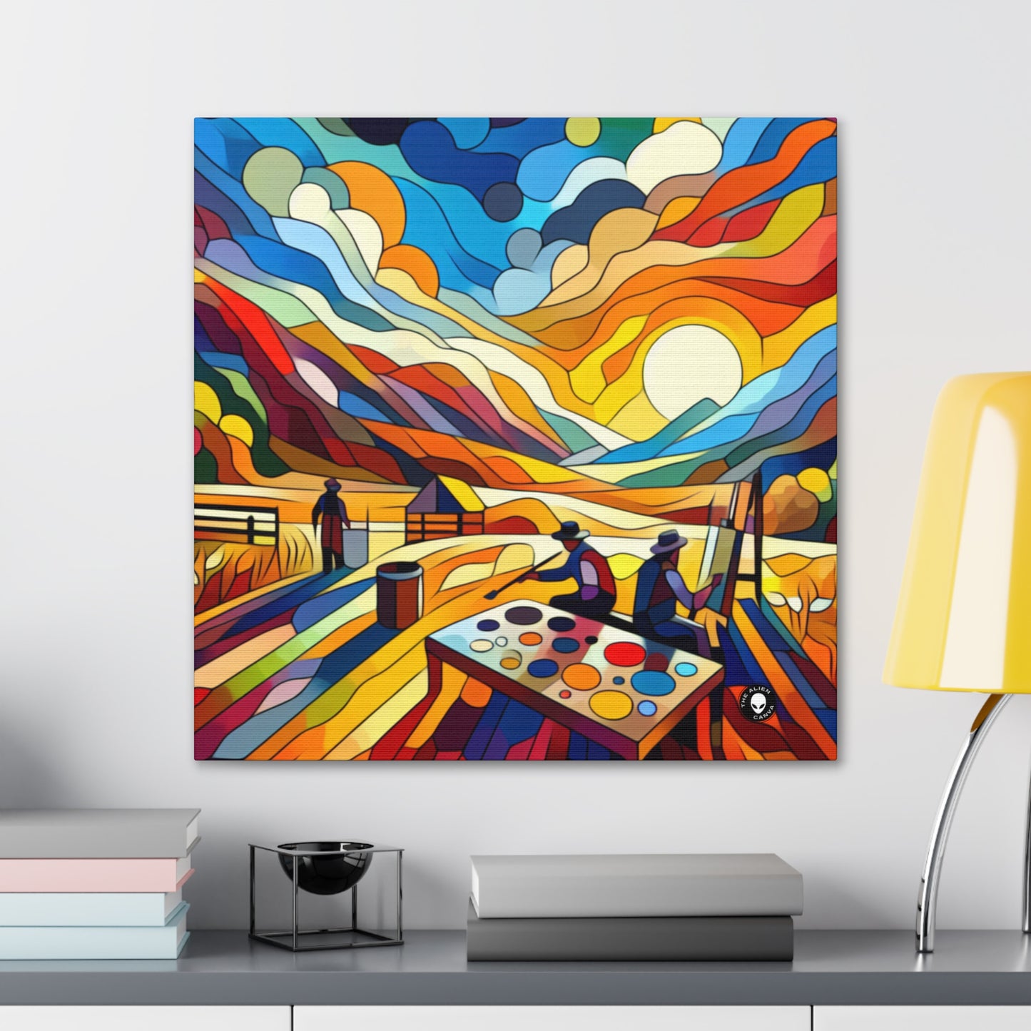 "Futuristic Neon Cityscape" - The Alien Canva Hard-edge Painting