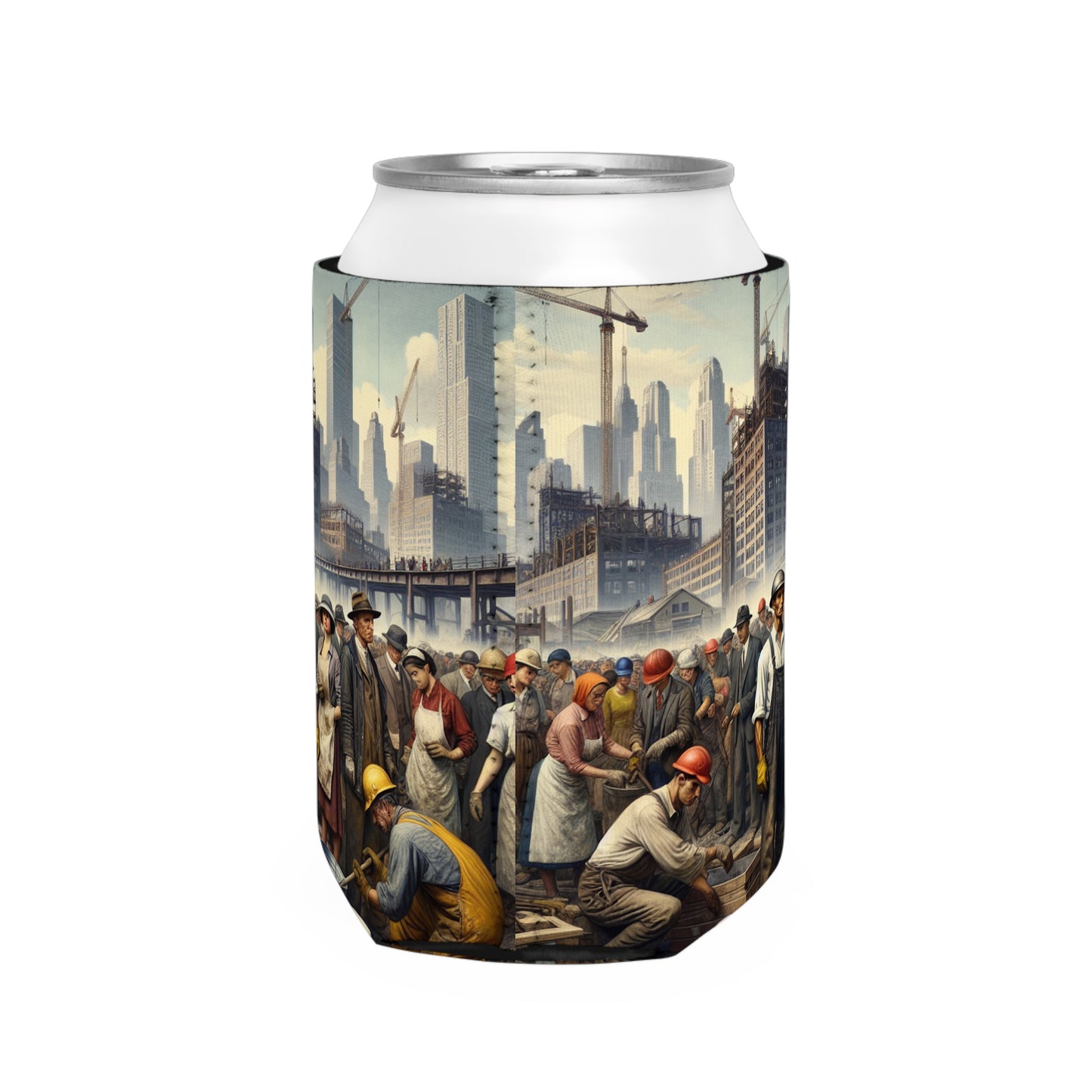 Title: "Unity in Action: Celebrating Solidarity's Triumph" - The Alien Can Cooler Sleeve Social Realism