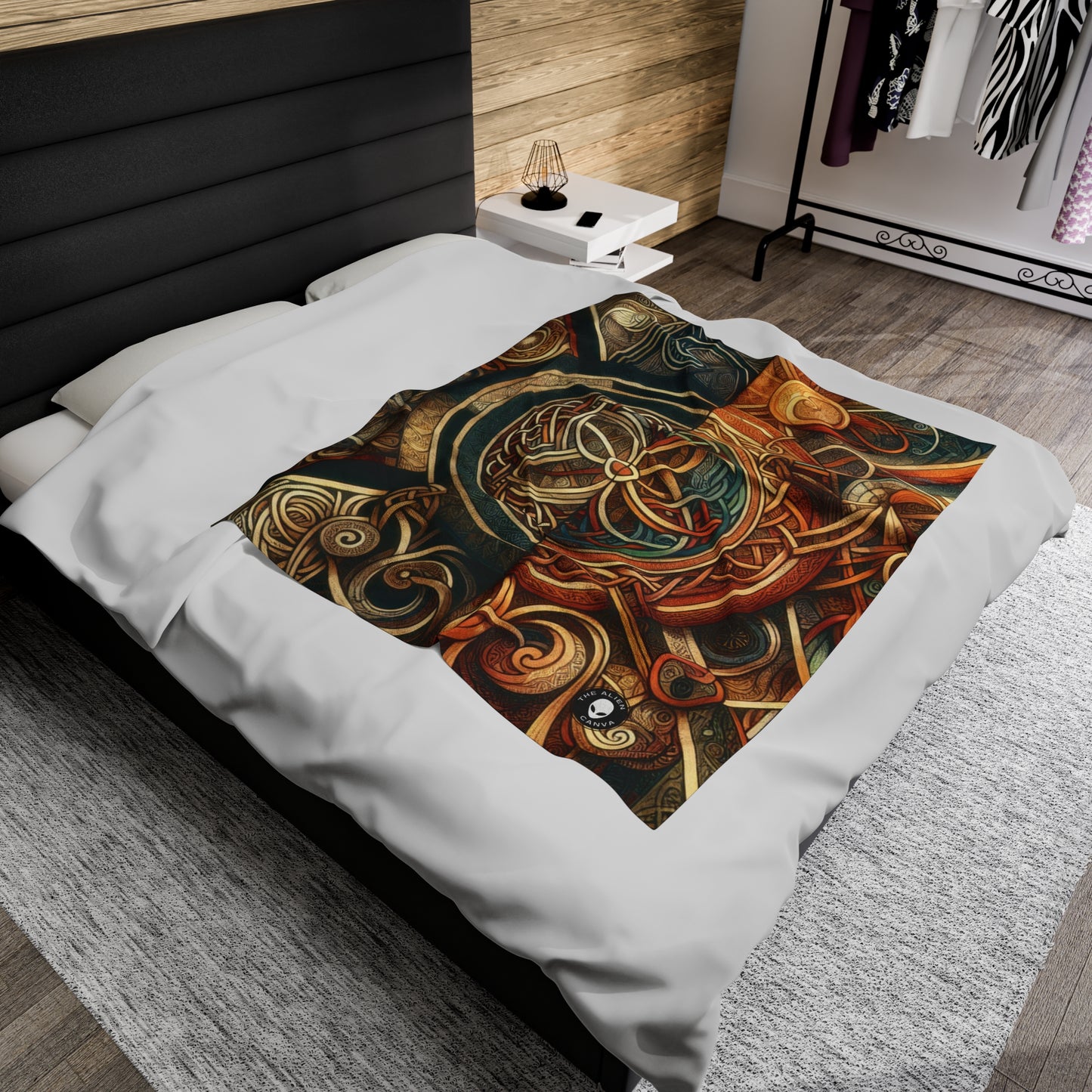 "Metamorphic Threads: Exploring Transformation through Celtic Knot Art" - The Alien Velveteen Plush Blanket Celtic Art