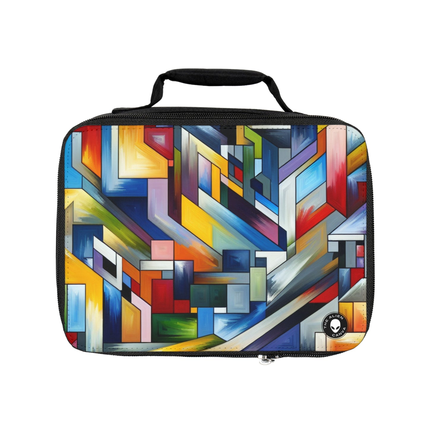 "City Pulse : Un voyage géométrique nocturne vibrant" - Le sac à lunch Alien Peinture rigide