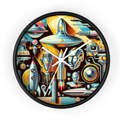 "Neon Deco: A Retro-Futuristic Utopia" - The Alien Wall Clock Retro-futurism