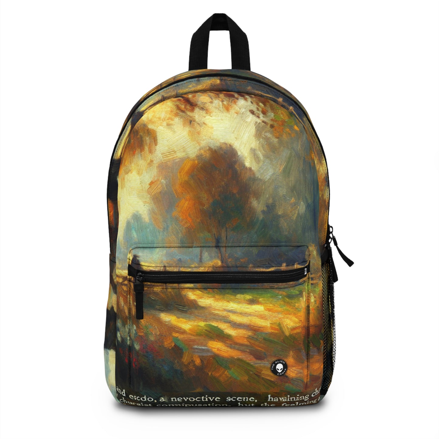 "Sunset Serenity: Peinture de jardin impressionniste" - L'Impressionnisme du sac à dos Alien