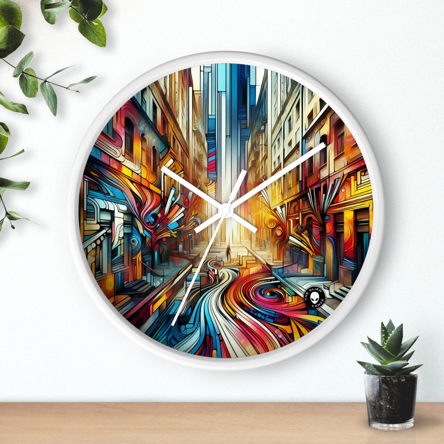 "Ecosistema urbano: una fusión de graffiti" - El reloj de pared alienígena Graffiti Art