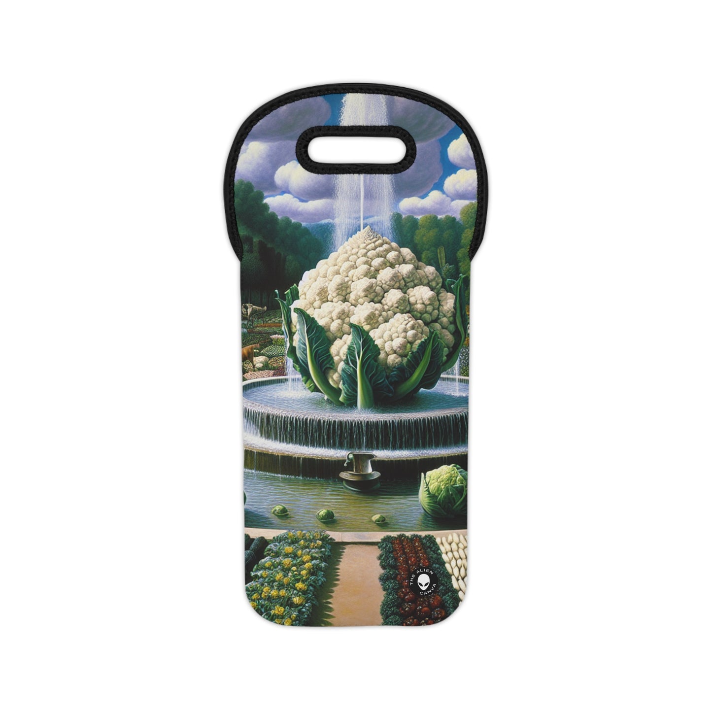 "The Vegetable Fountain: A Cauliflower Conglomerate" - The Alien Wine Tote Bag Surrealism