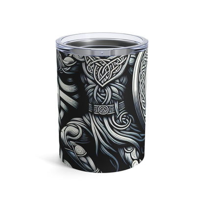 "Celtic Knight: Sword & Shield in Ancient Knots" - The Alien Tumbler 10oz Celtic Art Style