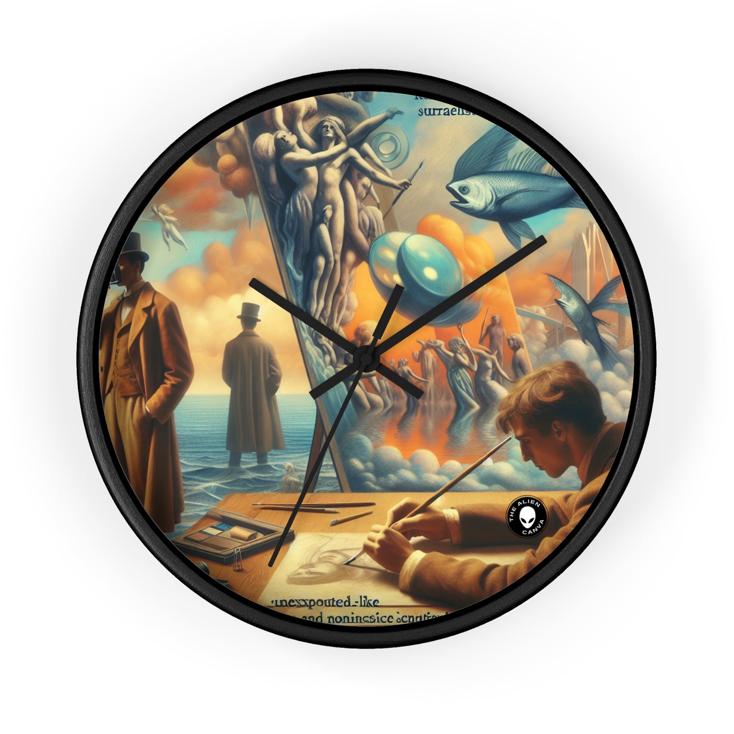 Whimsical Dreams: Defying Gravity in the Celestial Abyss - The Alien Wall Clock Surrealism