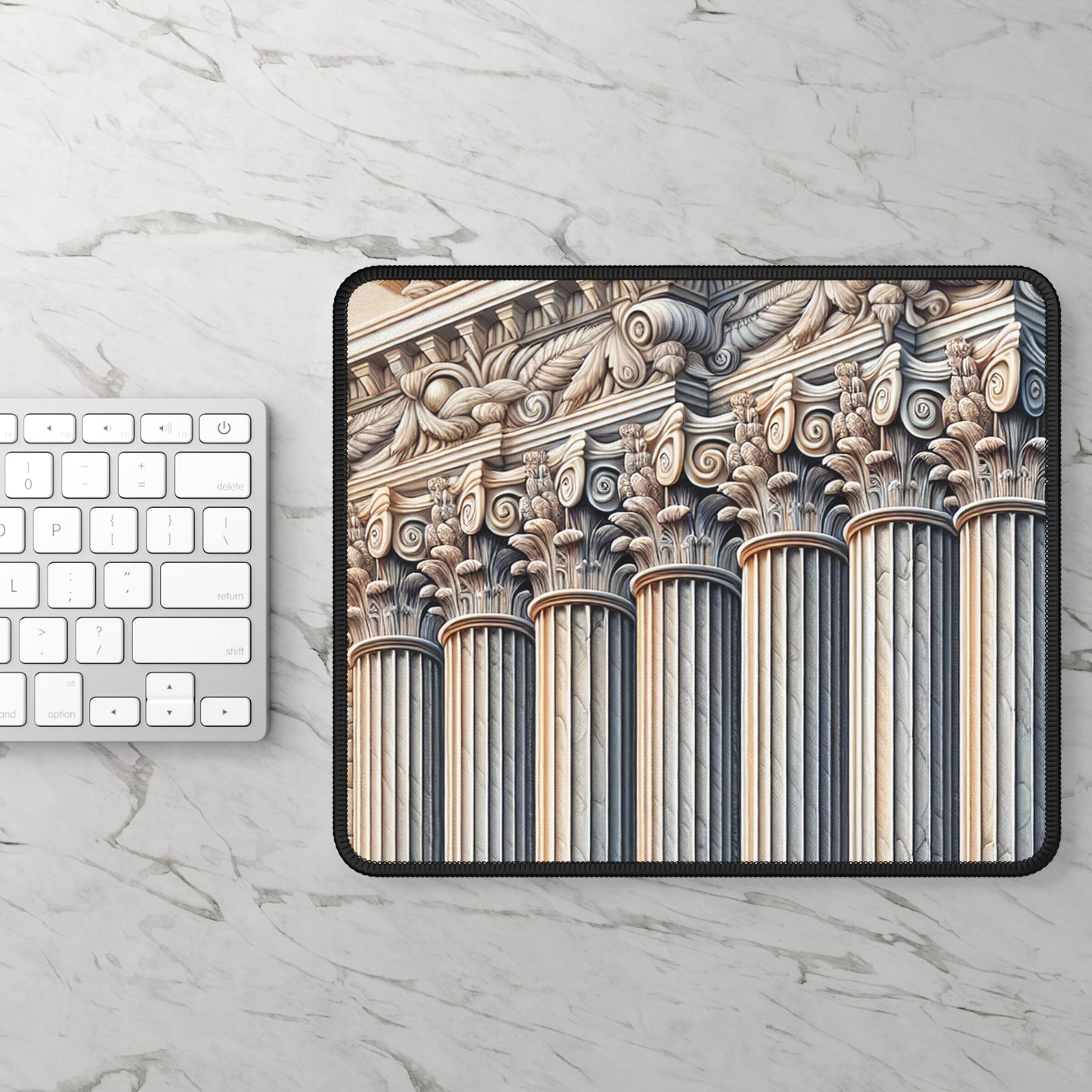 "3D Wall Columns: An Architectural Artpiece" - The Alien Gaming Mouse Pad Trompe-l'oeil Style