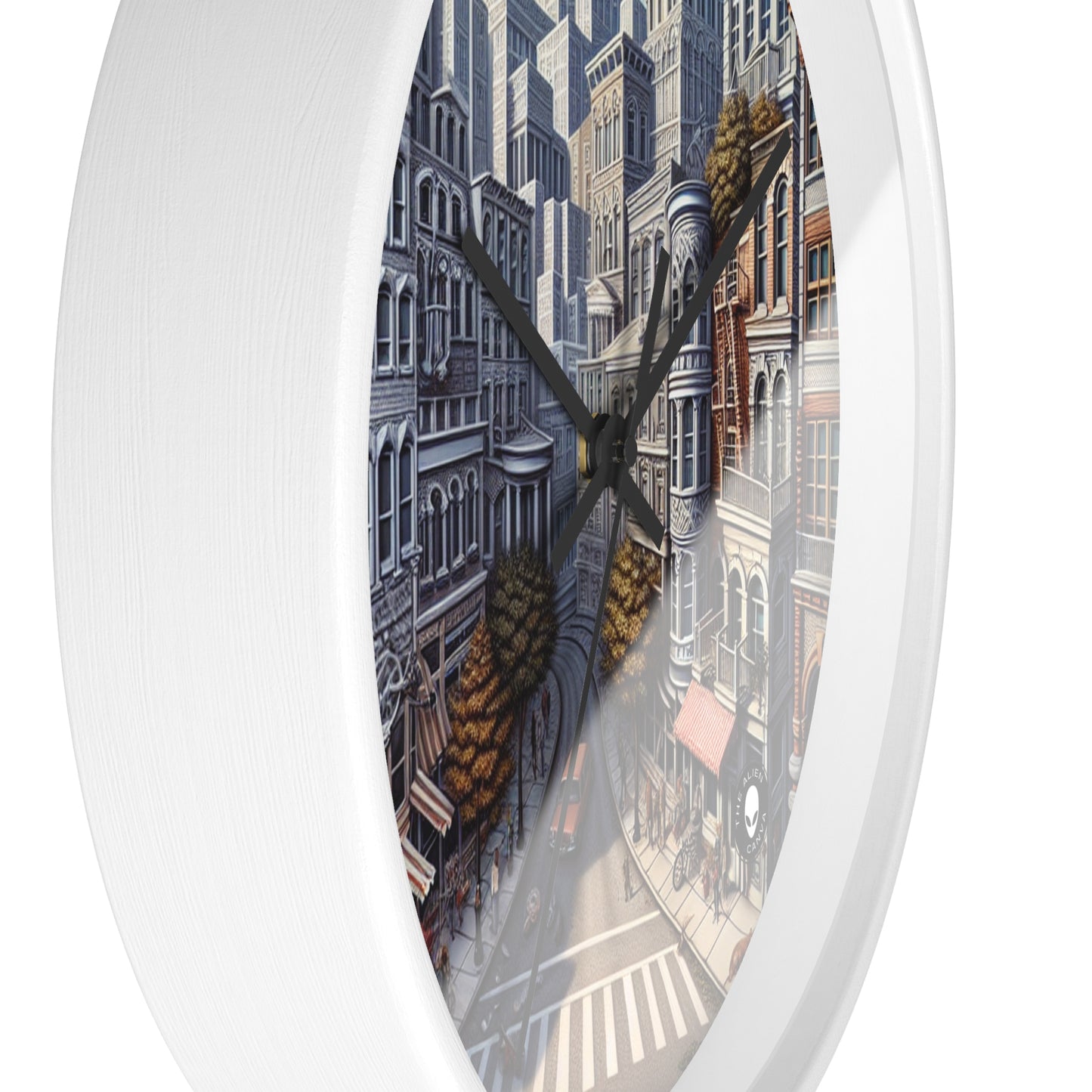 "Pasaje encantado: trascendiendo la realidad" - Trompe-l'oeil del reloj de pared alienígena