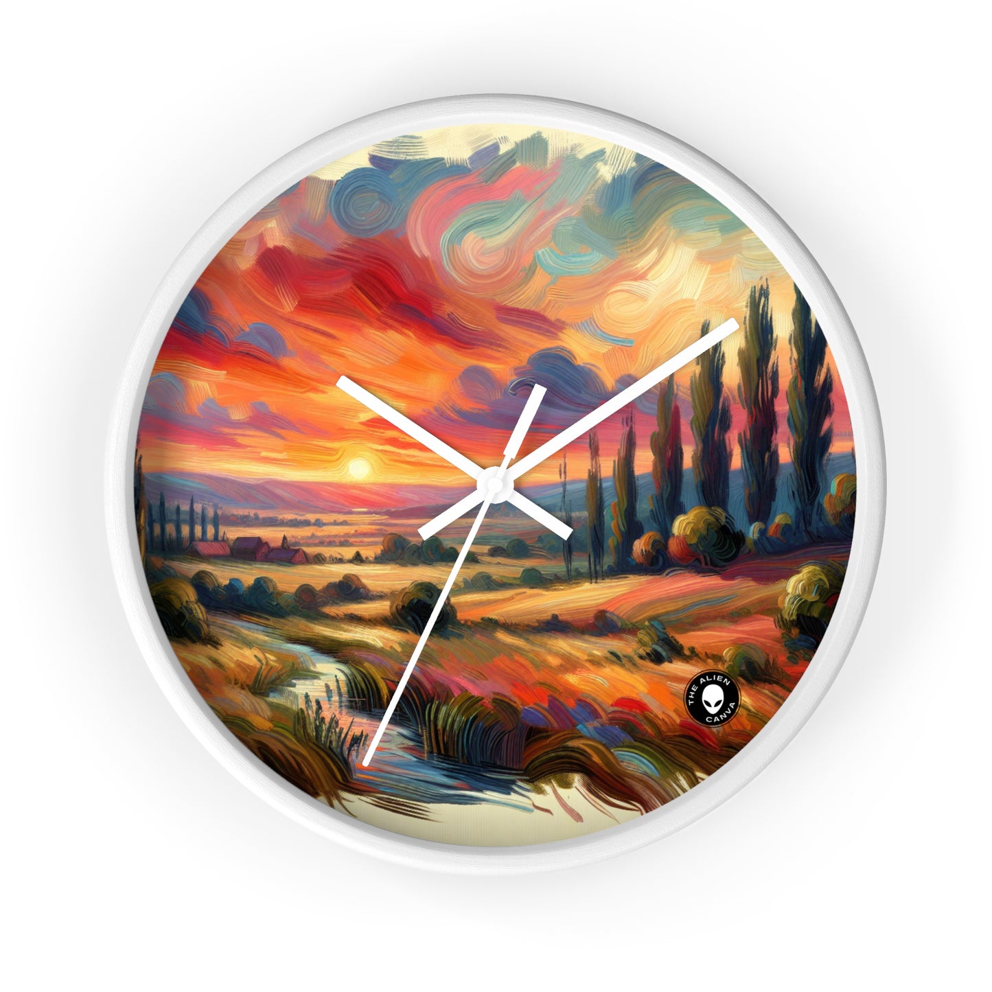 "Harmonious Vistas: A Post-Impressionist Celebration of Nature and Rural Life" - The Alien Wall Clock Post-Impressionism