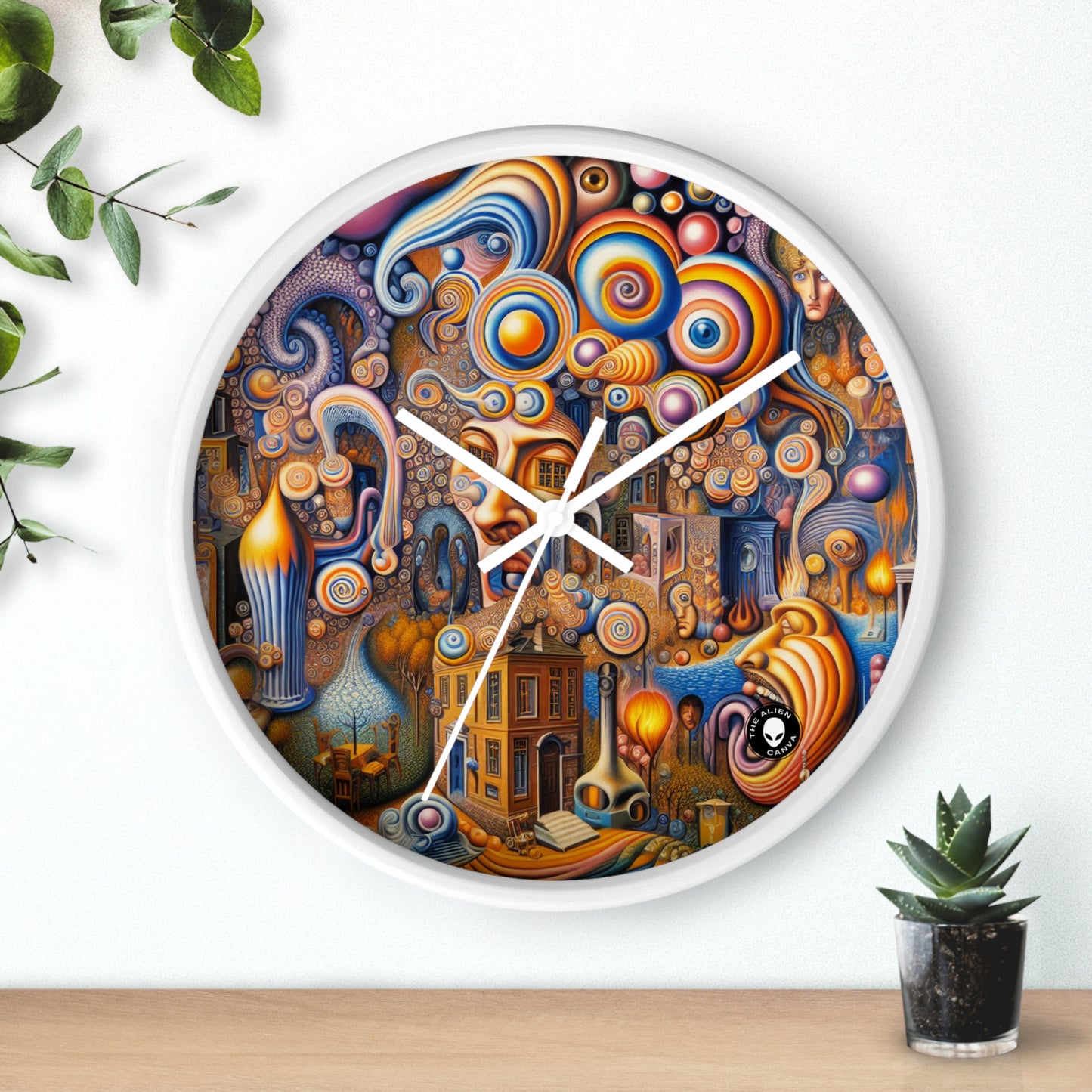 "Melted Time: A Whimsical Dance of Dreams" - The Alien Wall Clock Surrealism