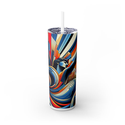 "Dynamic Rebirth: A Remodernism Portrait of a Modern Superhero" - The Alien Maars® Skinny Tumbler with Straw 20oz Remodernism