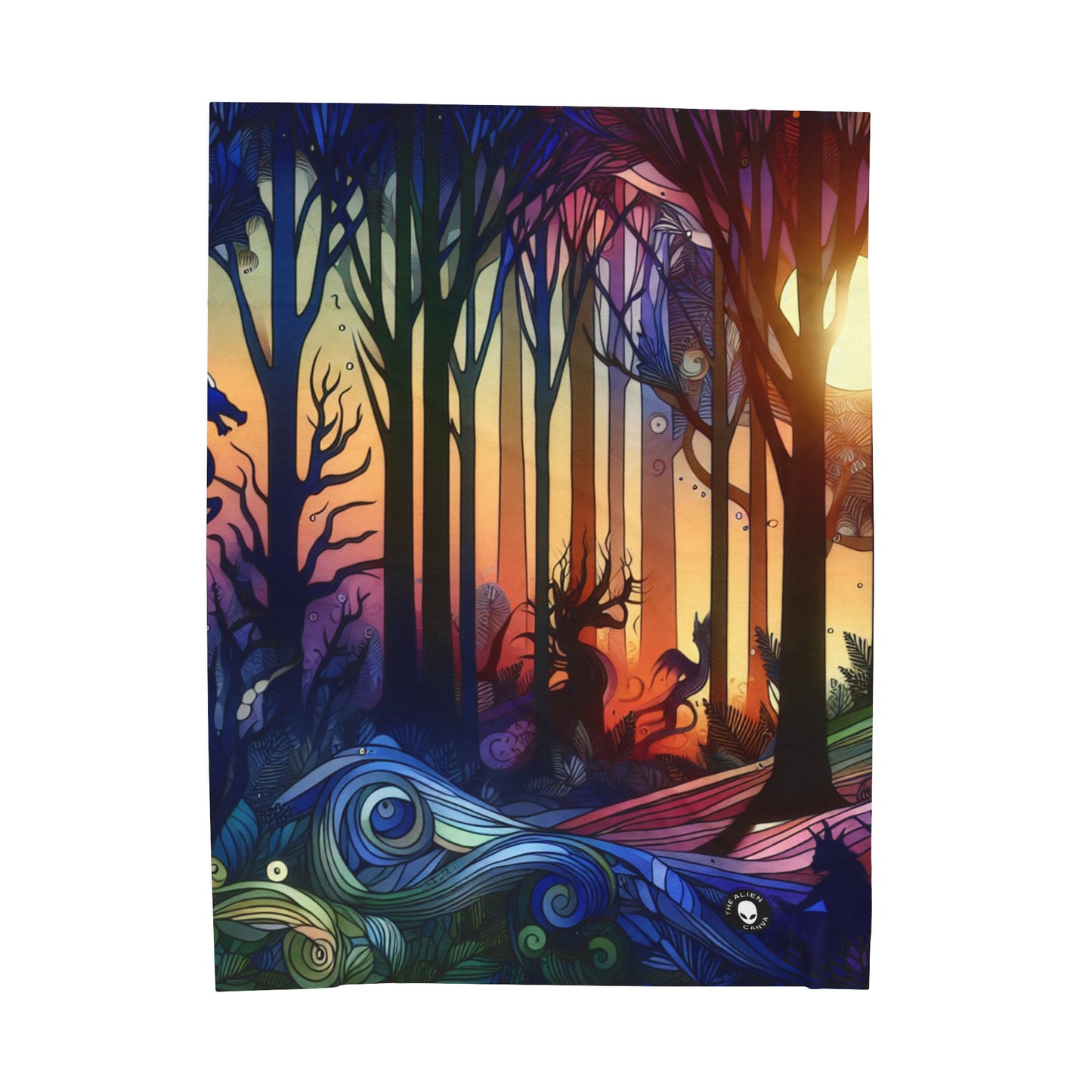 "Mystical Twilight: Creatures in the Forest" - The Alien Velveteen Plush Blanket