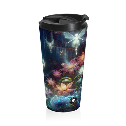 "Bosque de flores encantado a la luz de la luna": taza de viaje de acero inoxidable de The Alien