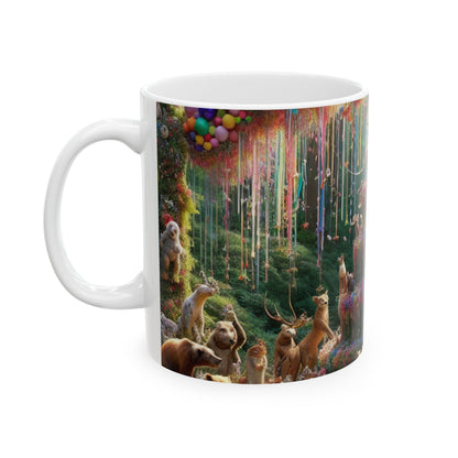 "Fiesta del bosque" - Taza de cerámica extraterrestre de 11 oz