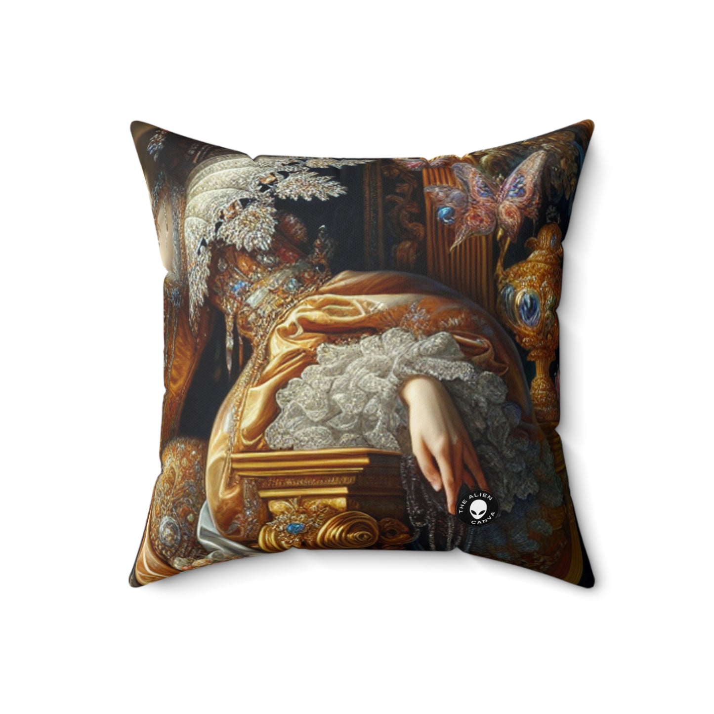 "La splendeur d'une reine de la Renaissance" - L'Alien Spun Polyester Square Pillow Rococo