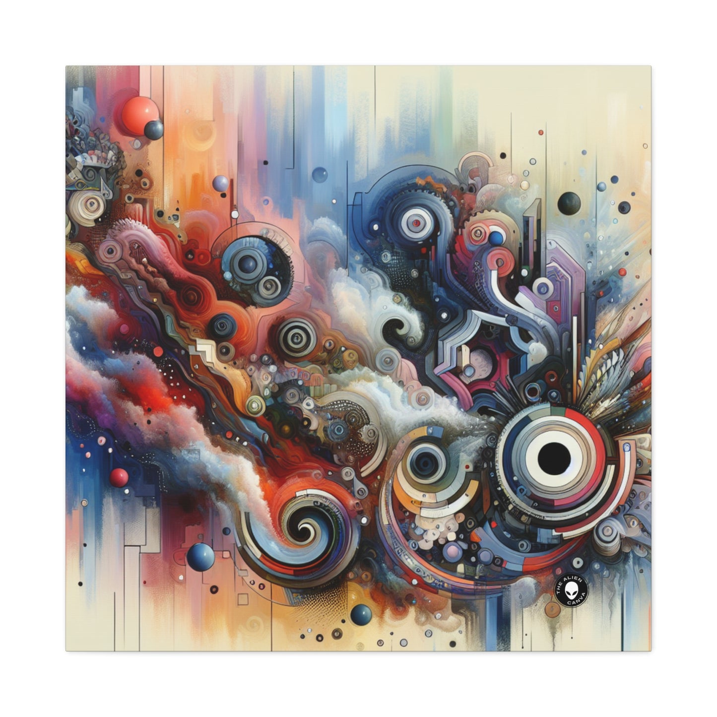 "Flujo temporal: un viaje surrealista a través de formas abstractas y colores vibrantes" - The Alien Canva Avant-garde Art