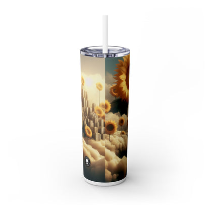 "Ethereal Sky: The City of Clouds and Sunflowers" - The Alien Maars® Skinny Tumbler with Straw 20oz