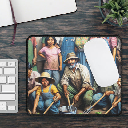 "Reaping Hope: A Migrant Family in the Garden" - The Alien Gaming Mouse Pad Social Realism Style