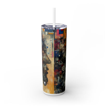 "Chaos Collage: A Neo-Dada Exploration" - The Alien Maars® Skinny Tumbler with Straw 20oz Neo-Dada