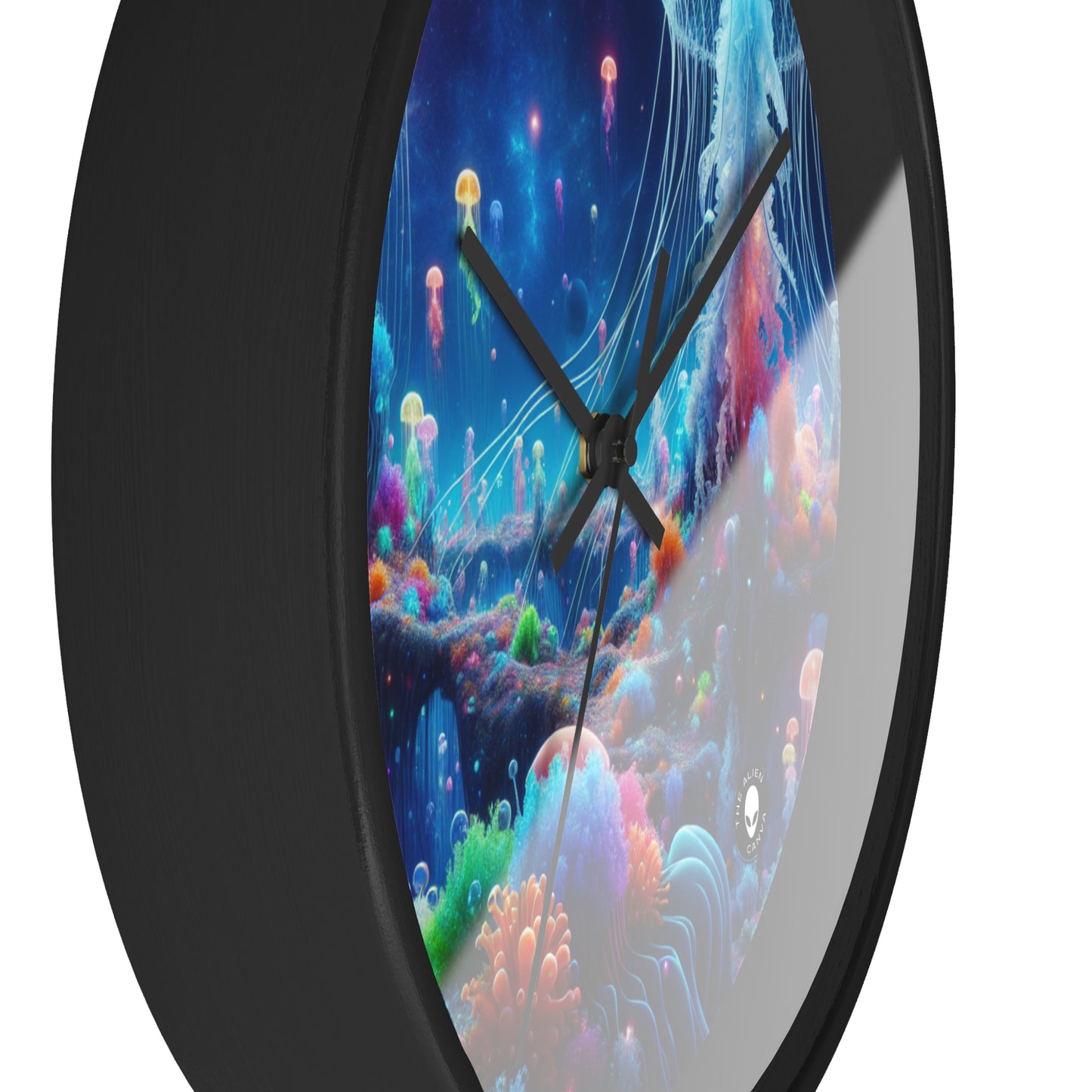 "Neon Jellyfish Fantasia: A Surreal Underwater Odyssey" - The Alien Wall Clock