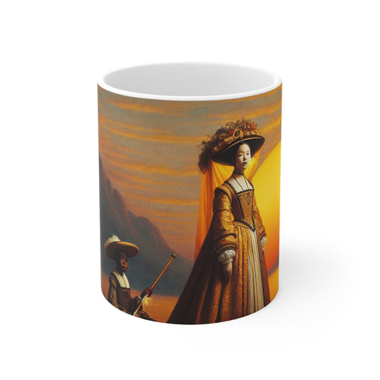 "Crepúsculo dorado en la góndola italiana" - Taza de cerámica The Alien de 11 oz estilo arte renacentista