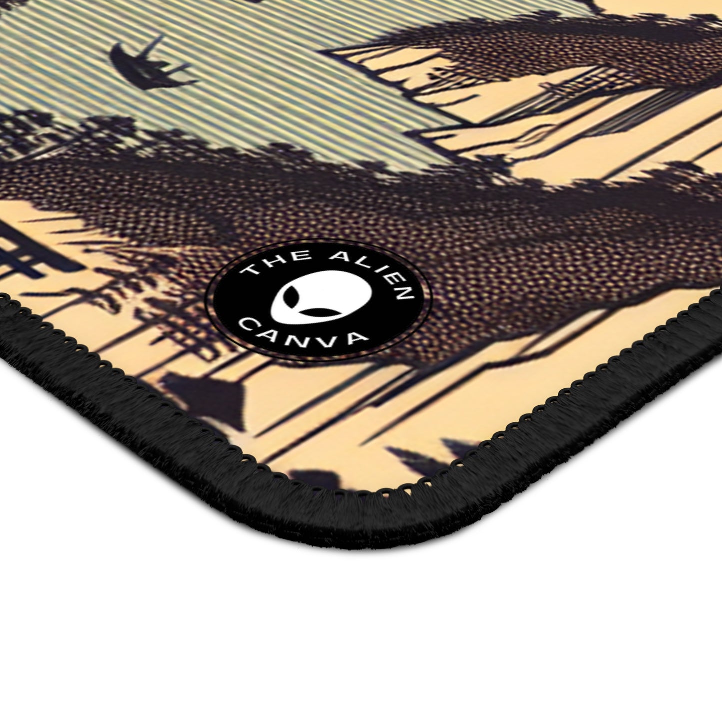 "Cherry Blossom Serenity: A Captivating Ukiyo-e Tribute to the Japanese Tea Ceremony" - The Alien Gaming Mouse Pad Ukiyo-e (Japanese Woodblock Printing)