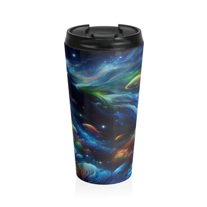 "Encantamiento bajo las estrellas: un viaje místico bajo el agua" - Taza de viaje de acero inoxidable The Alien