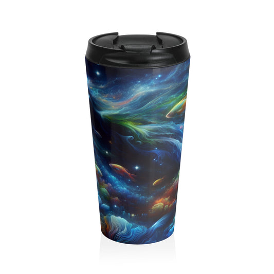 "Enchantment Under the Stars: A Mystical Underwater Journey" - The Alien Stainless Steel Travel Mug