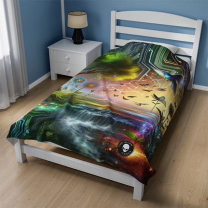 "Techno-Natural Fusion: The Future of Bio Art" - The Alien Velveteen Plush Blanket Bio Art