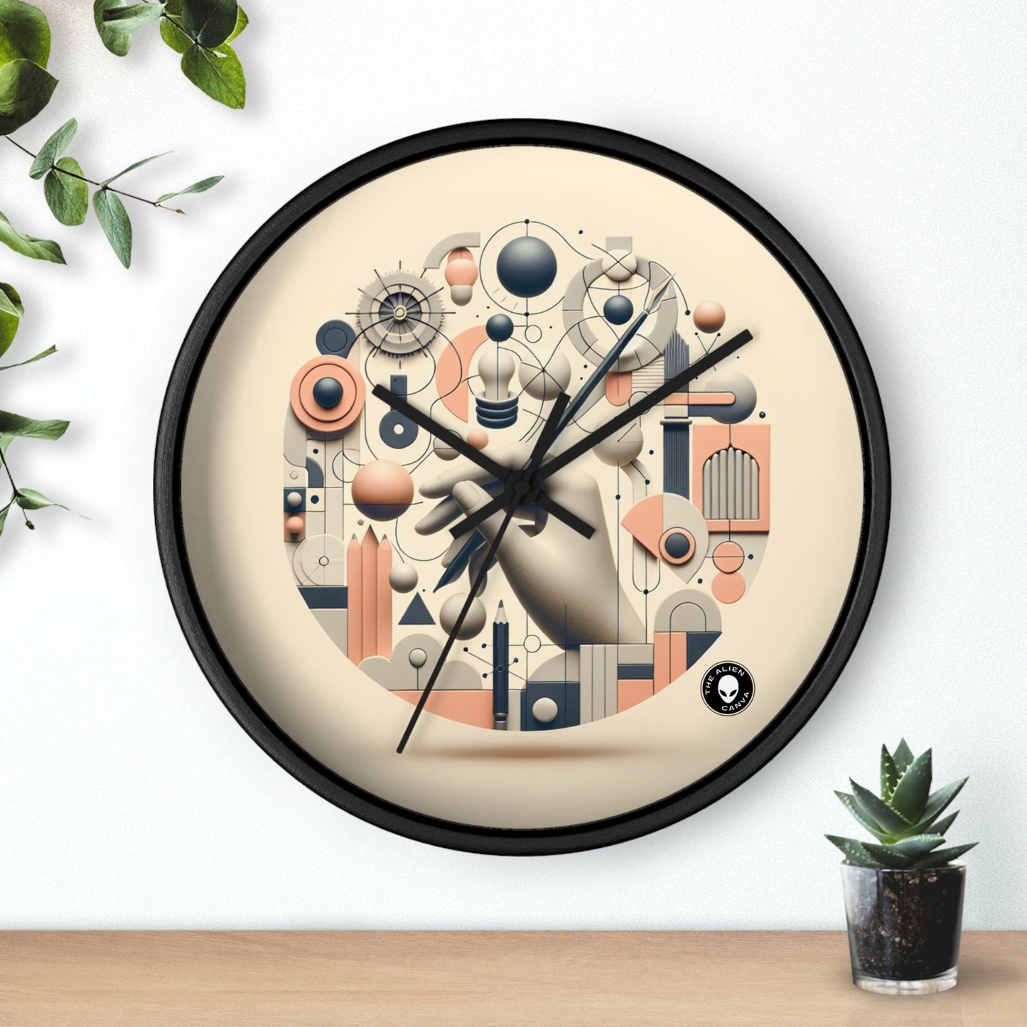 "Tech-Nature Fusion: An Artistic Exploration" - The Alien Wall Clock Conceptual Art