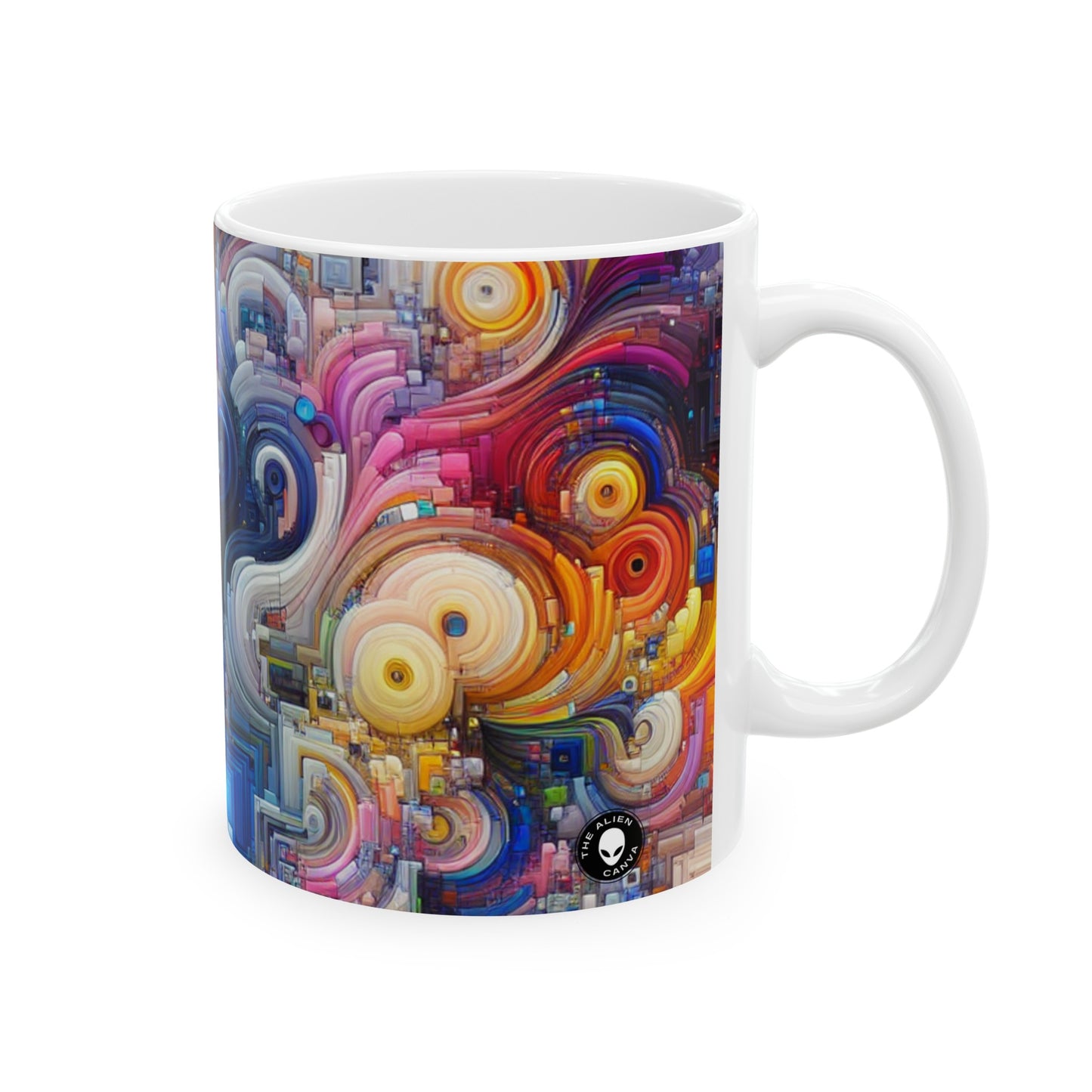 "Harmonies océaniques : une exploration de l'art génératif" - La tasse en céramique Alien 11oz Art génératif