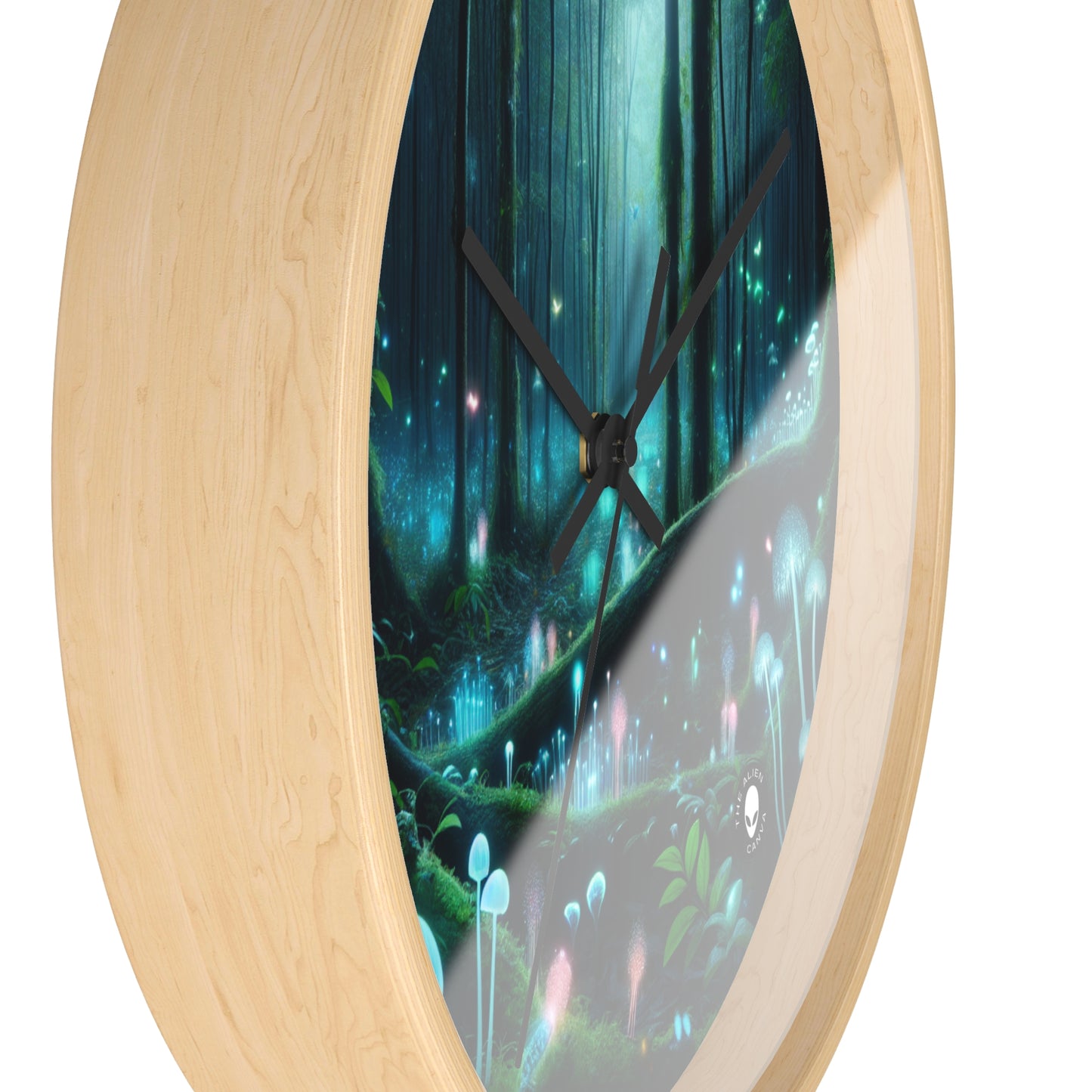 "Enchanted Night: Bioluminescent Forest" - The Alien Wall Clock