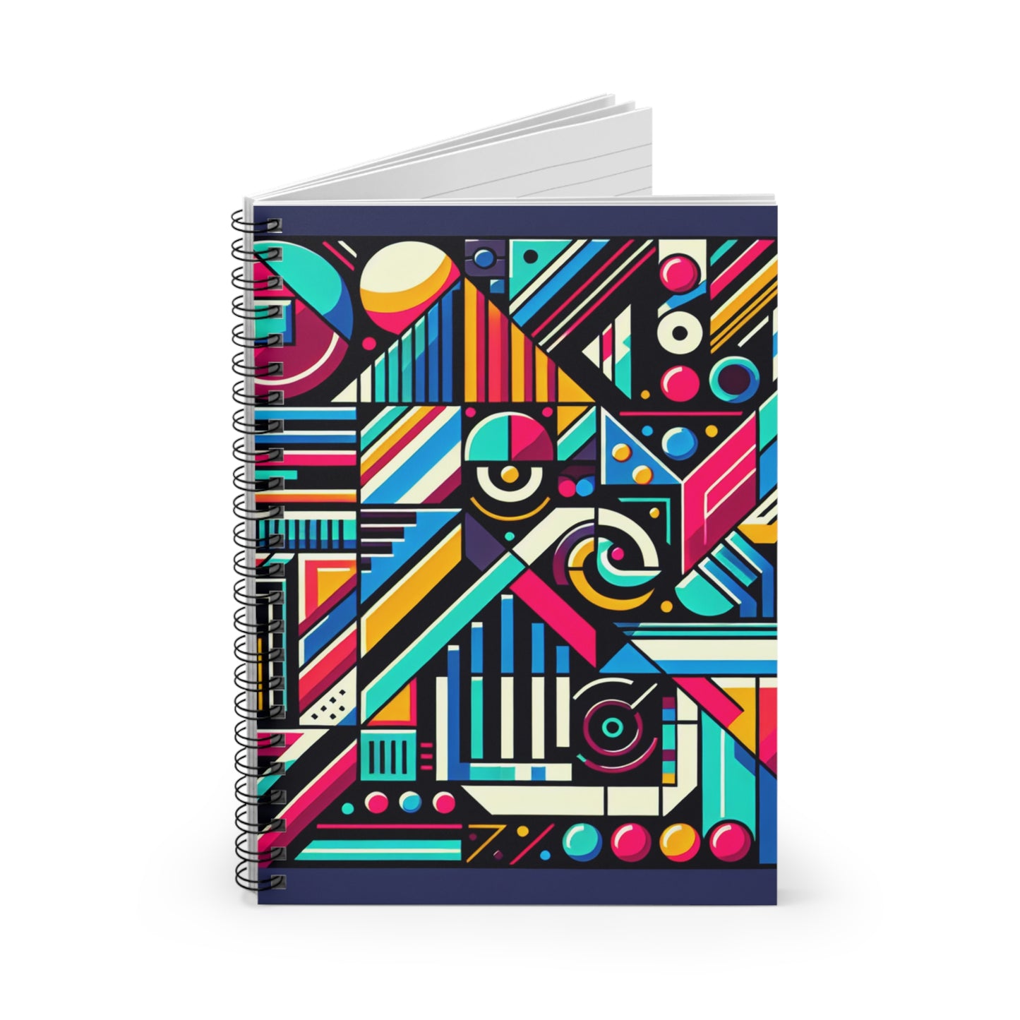 "Neon Geometrique Pop" - The Alien Spiral Notebook (Ligne Lignée) Style Art Contemporain