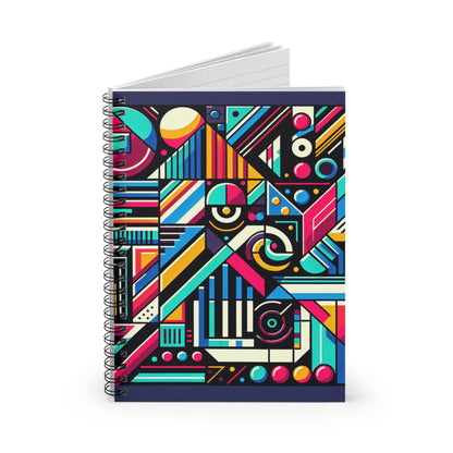 "Neon Geométrico Pop" - Cuaderno de Espiral The Alien (Línea Rayada) Estilo Arte Contemporáneo