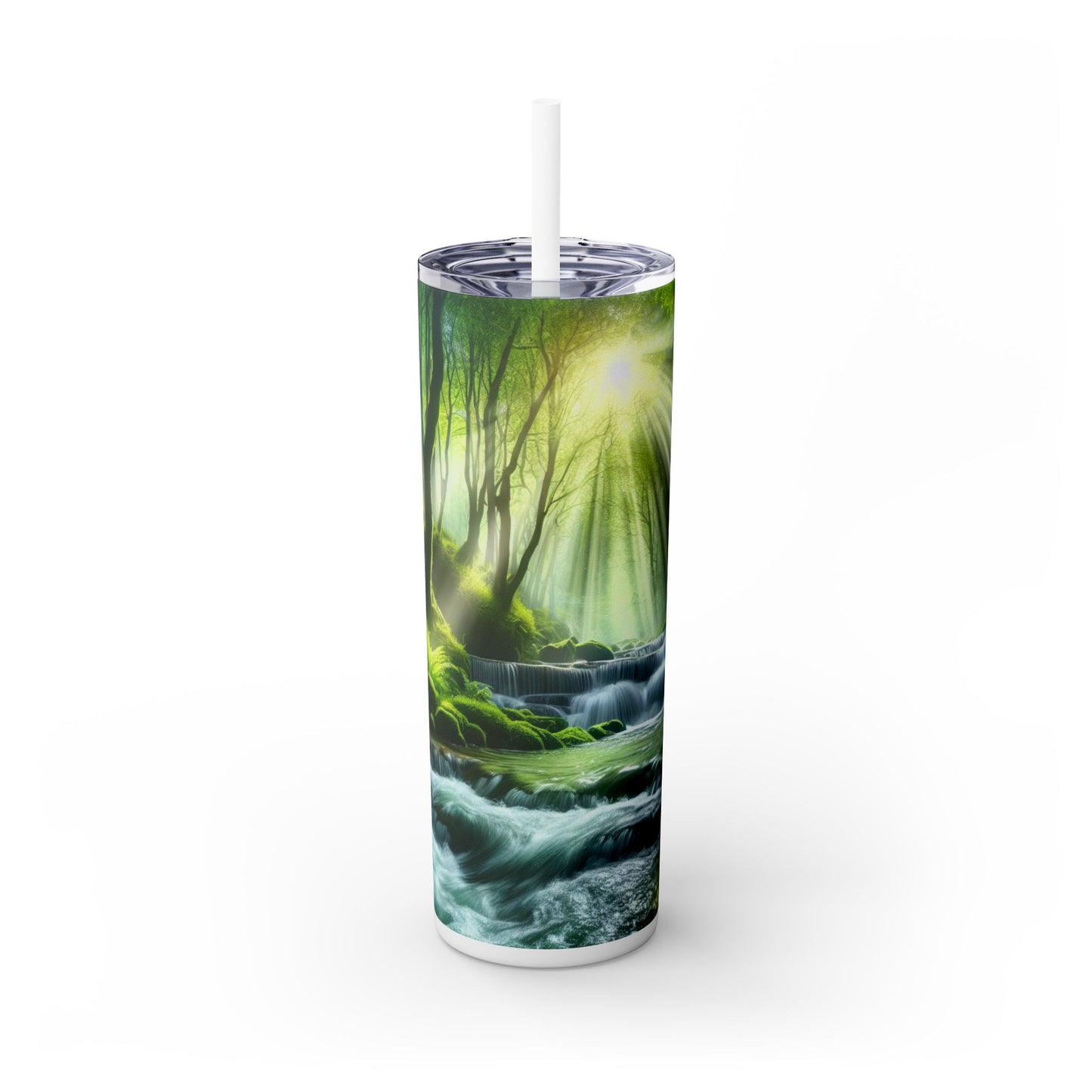 "Enchanting Waterfall Oasis" - The Alien Maars® Skinny Tumbler with Straw 20oz