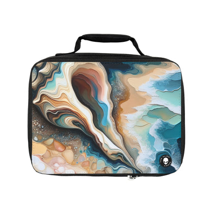 "Une vue sur la plage à travers un coquillage" - The Alien Lunch Bag Acrylique Pouring