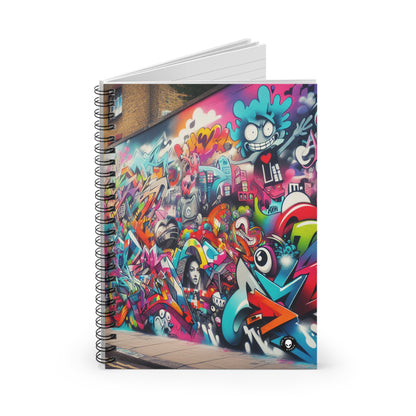 "Neon Horizon: The Vibrant Future Metropolis" - The Alien Spiral Notebook (Ruled Line) Street Art / Graffiti