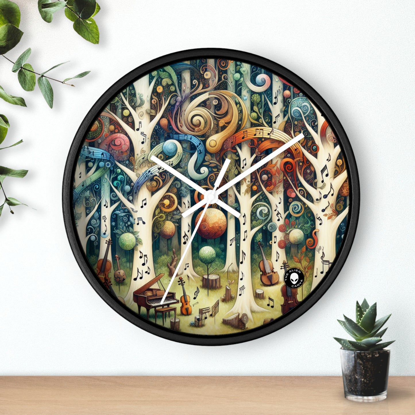 "Melodic Enchantment: The Instrumental Forest" - The Alien Wall Clock