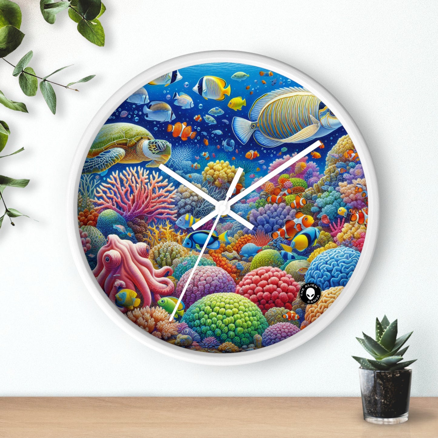 "Paraíso tropical: país de las maravillas submarinas" - El reloj de pared alienígena