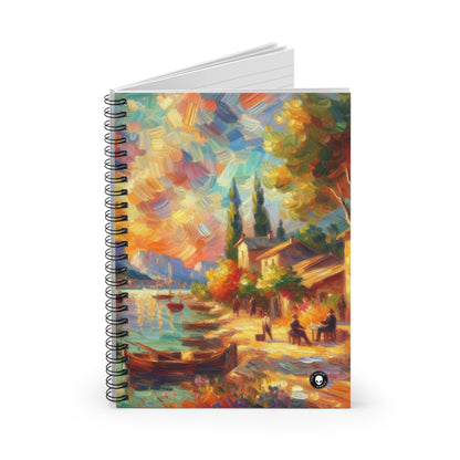 Golden Dusk: A Serene Impressionist Stroll by the Water - The Alien Spiral Notebook (Ruled Line) Impressionism