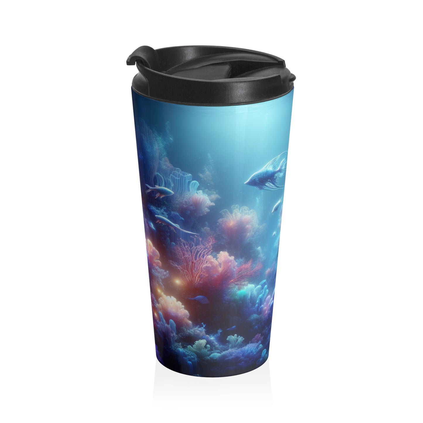 "Coral Fantasia: un deleite submarino de ensueño" - Taza de viaje de acero inoxidable The Alien