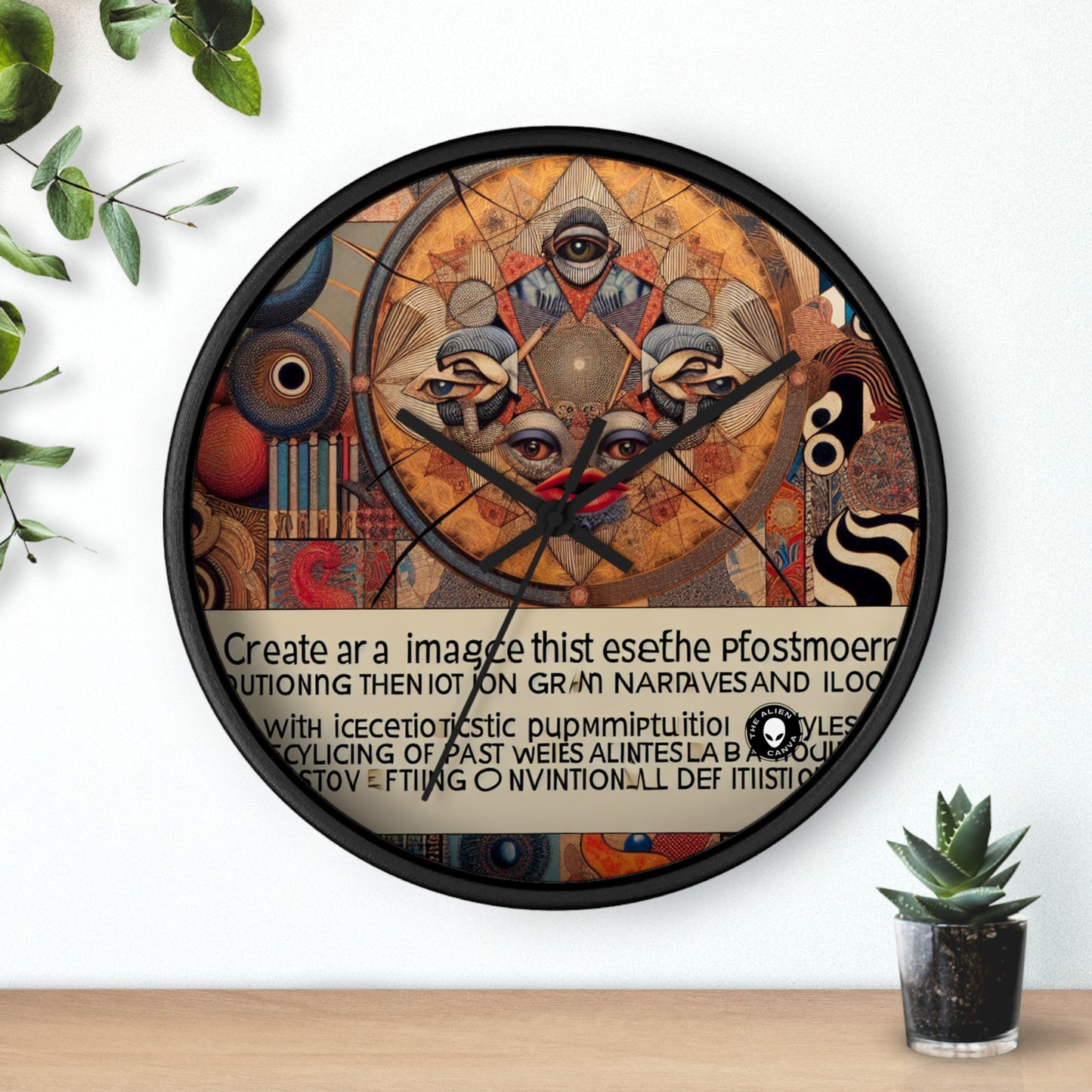 "Caos digital: un collage posmoderno" - El reloj de pared alienígena Arte posmoderno