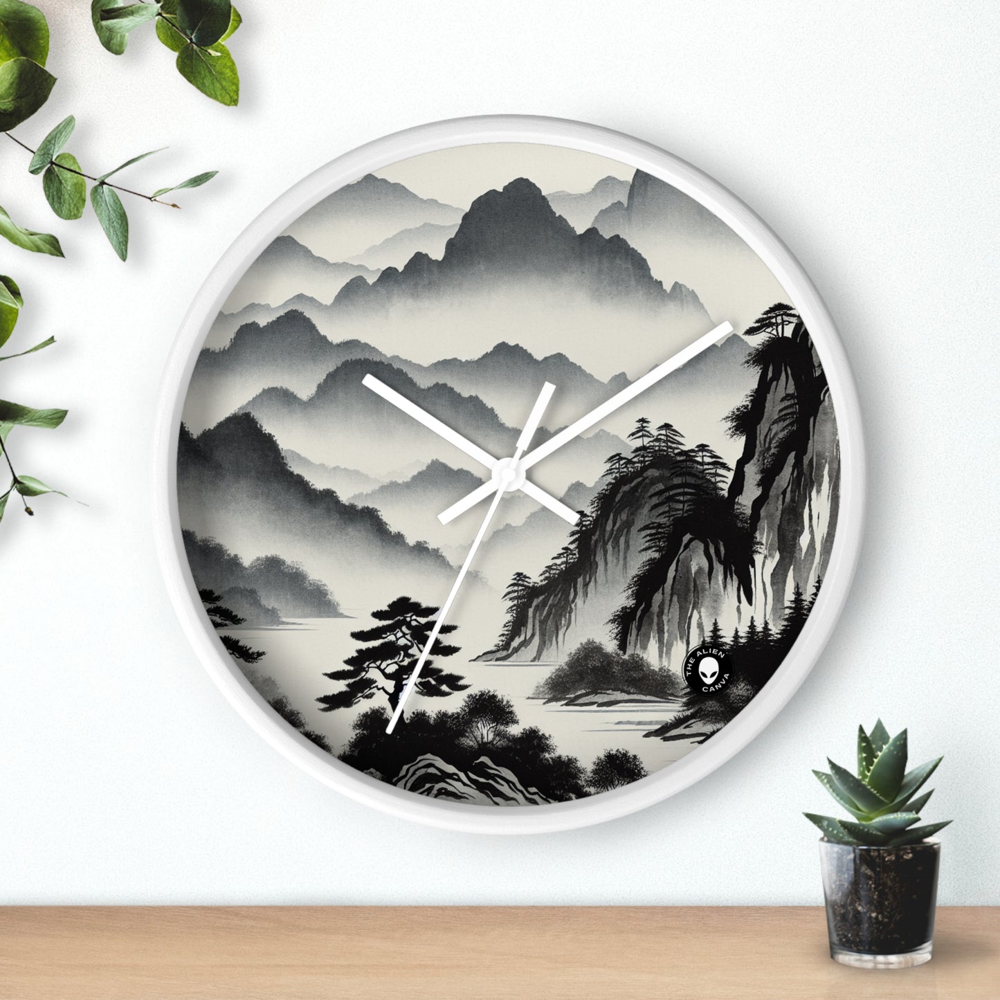 "Encre Harmonieuse : Capturer la tranquillité d'un jardin zen" - La peinture à l'encre de l'horloge murale Alien