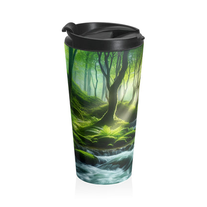 "Encantador oasis en cascada": taza de viaje de acero inoxidable de Alien