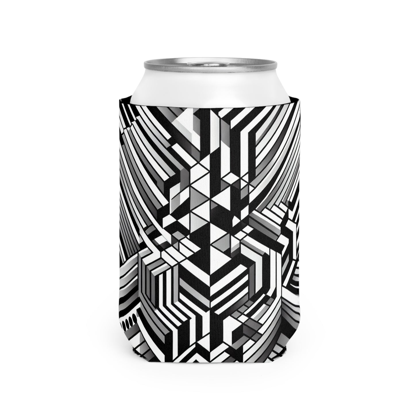 "Perception in Motion: A Mind-Bending Op Art Masterpiece" - The Alien Can Cooler Sleeve Op Art