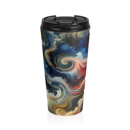 "Chaotic Balance: A Universe of Color" - The Alien Stainless Steel Travel Mug Abstract Art Style