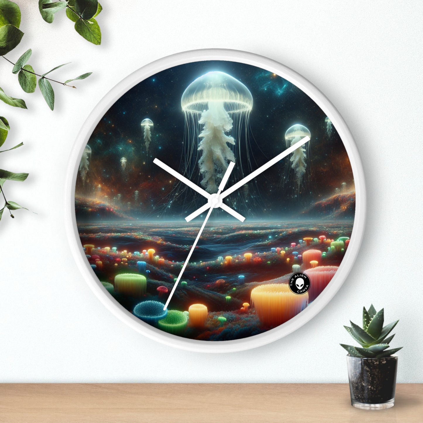 Paysage de rêve des méduses - L'horloge murale extraterrestre